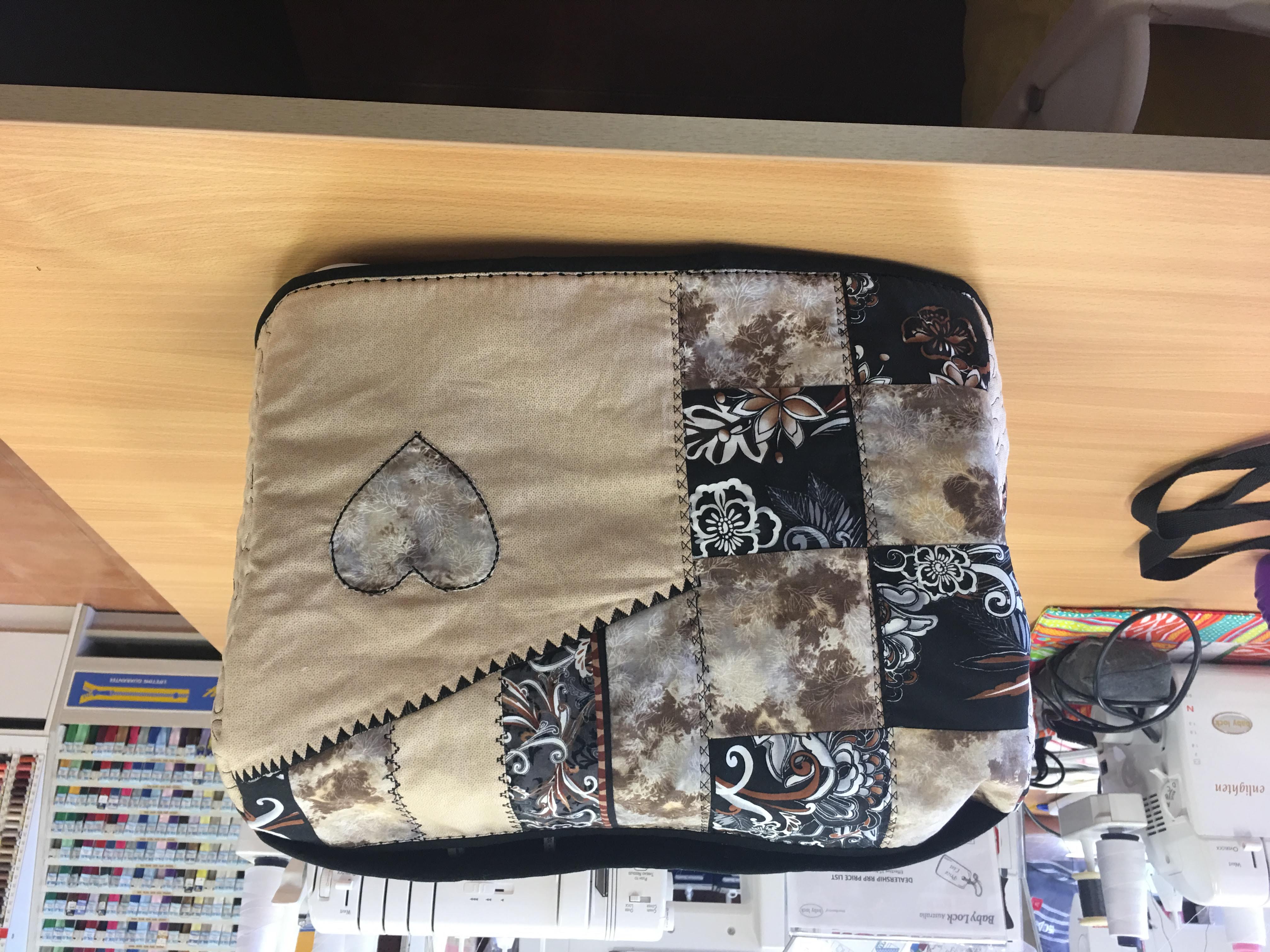 A stunning sewing machine cover made for Vickis Janome. Loads of great built in stitches were showcased in this (and what a great way to get to know your new machine)